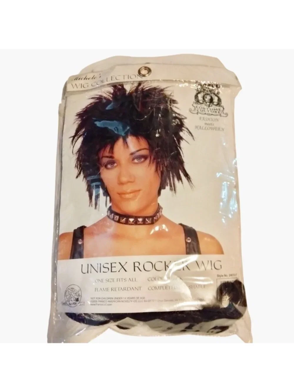 Unisex Black Rocker Wig Spiky Halloween Costume Adult Accessory